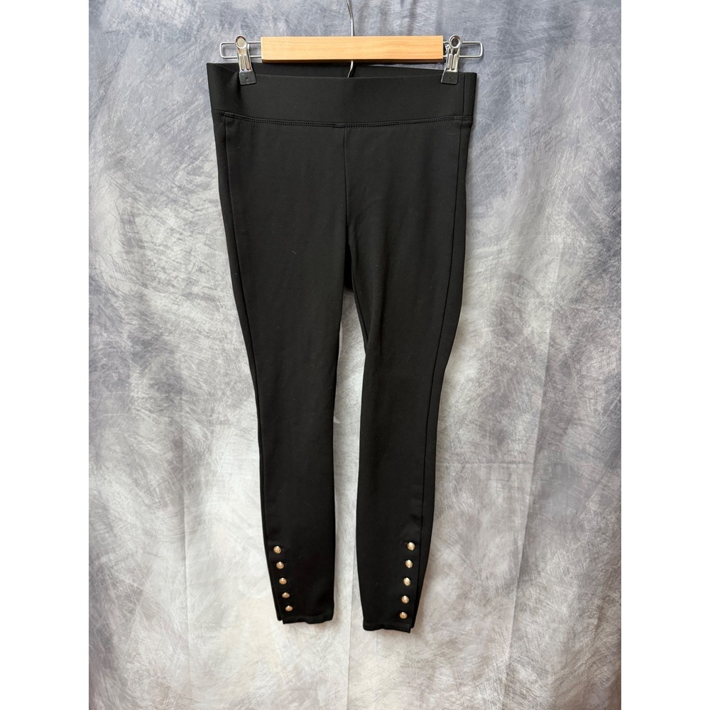 White House Black Market The Legging Black Gold Button Ankle XXSS Ponte Knit